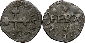 Pomponesco. Giulio Cesare Gonzaga (1583-1593). Quarto al tipo Savoia. D/ Croce Mauriziana. R/ FER(AT) tra rosette. CNI 42/43. Bellesia 17. MIR 877. MI...