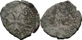 Pomponesco. Giulio Cesare Gonzaga (1583-1593). Sesino. D/ Croce ancorata. R/ San Gennaro in piedi di fronte con palma e libro. CNI 60. Bellesia 29. MI...
