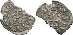 Roma. Adriano II (867-872) con Ludovico II (861-872). Denaro antiquiore. D/ ADRIAN in monogramma sormontato da croce latina. R/ ROMA in monogramma. CN...