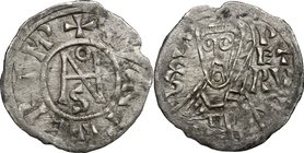 Roma. Giovanni IX (897-898) con Lamberto (898-900). Denaro antiquiore. D/ IOHANNES in monogramma. R/ Busto di San Pietro di fronte, con il capo volto ...