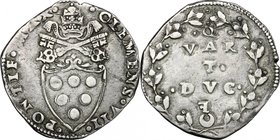 Roma. Clemente VII (1523-1534). Quarto di ducato ossidionale (1527). D/ Stemma semiovale gigliato, sormontato da chiavi decussate e tiara. R/ Q / VAR ...