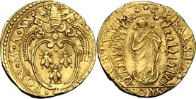 Roma. Urbano VIII (1623-1644). Scudo d'oro 164[2] A.XX. D/ Stemma Barberini in cornice a volute, sormontato tiara, chiavi decussate con doppi cordoni....