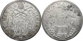 Roma. Clemente IX (1667-1669). Piastra. D/ Stemma Rospigliosi con conchiglia in cimasa, sormontato, da triregno e chiavi decussate. R/ La Cattedra di ...