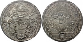 Roma. Sede Vacante (1724), Camerlengo Card. Annibale Albani. Testone. D/ Stemma Albani caricato su croce di Santo Stefano e sormontato da padiglione, ...