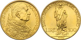 Roma - Città del Vaticano. Pio XI (1922-1939). 100 lire 1929 A. VIII. D/ Busto del Pontefice a destra con zucchetto e piviale. R/ Cristo di prospetto ...