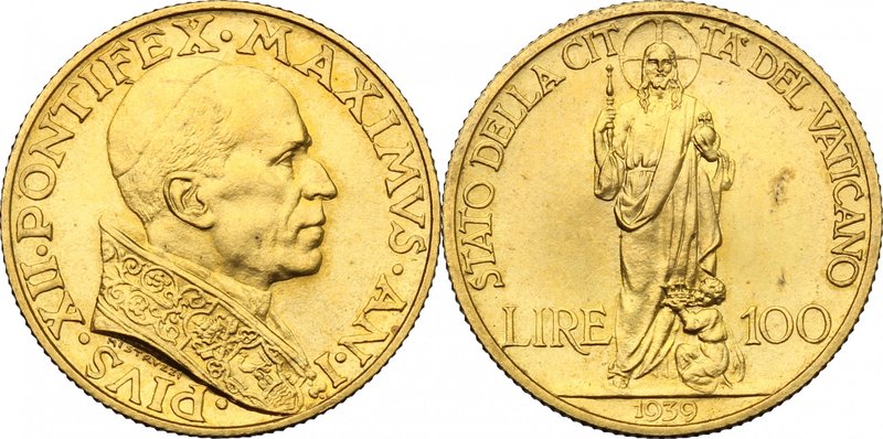 Roma - Città del Vaticano. Pio XII (1938-1959). 100 lire 1939 A. I. D/ Busto del...
