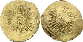Salerno. Ruggero Borsa (1085-1111). Tarì. D/ Doppia legenda pseudo-cufica attrono a R. R/ Doppia legenda pseudo-cufica attrono a D. Bellizia 66. Trava...