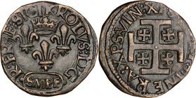 Sulmona. Carlo VIII re di Francia (1495). Cavallo. D/ I tre gigli di Francia sormontati da corona. Sotto, in cartella, SMPE. R/ Croce di Gerusalemme a...
