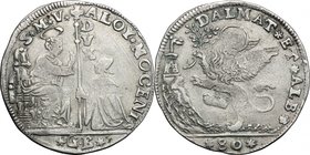 Venezia. Alvise Mocenigo II (1700-1709). Leone da 80 soldi per la Dalmazia e l'Albania, sigle G B, Gerolamo Barbaro massaro dal 1699. D/ San Marco a s...