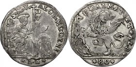 Venezia. Alvise Mocenigo II (1700-1709). Leone da 80 soldi per la Dalmazia e l'Albania, sigle B G, Bernardo Gritti massaro dal 1705. D/ San Marco a si...