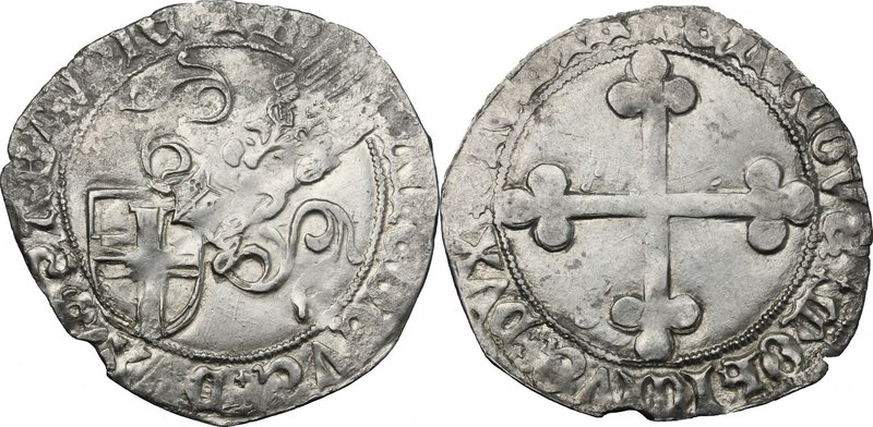 Amedeo IX (1465-1472). Doppio grosso di I tipo, zecca di Torino. MIR 186d. Biagg...