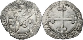 Amedeo IX (1465-1472). Doppio grosso di I tipo, zecca di Torino. MIR 186d. Biaggi 165d. Simonetti 3. AG. g. 3.08 mm. 27.00 RRR. BB/BB+.