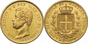 Carlo Alberto (1831-1849). 20 lire 1849 Genova. Pag. 208. Mont. 81. AU. mm. 21.00 SPL.
