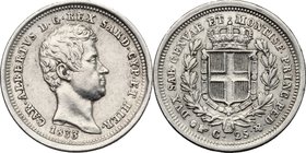 Carlo Alberto (1831-1849). 25 centesimi 1833 Torino. Pag. 332. Mont. 206. AG. mm. 15.00 R. qSPL.