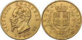 Vittorio Emanuele II (1861-1878). 20 lire 1869 Torino. Pag. 463. Mont. 139. AU. mm. 21.00 Bel BB.