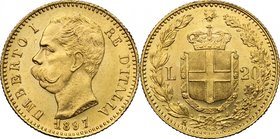 Umberto I (1878-1900). 20 lire 1897. Pag. 588. Mont. 31. AU. mm. 21.00 R. qFDC.