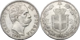 Umberto I (1878-1900). 21 lire 1882 Roma. R/ Pag. 592. Mont. 36. AG. mm. 27.00 qFDC.