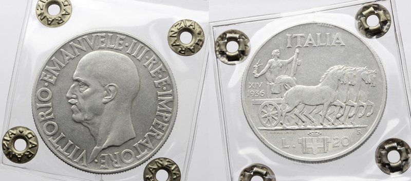 Vittorio Emanuele III (1900-1943). 20 lire 1936. Pag. 681. Mont. 78. AG. mm. 35....