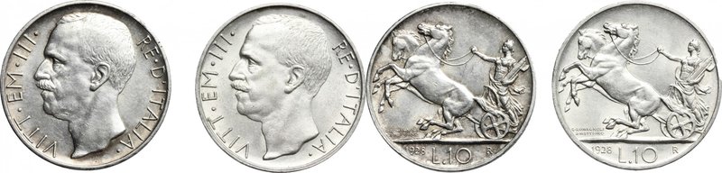 Vittorio Emanuele III (1900-1943). Lotto di 2 monete da 10 lire del 1928, una e ...