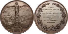 Vittorio Emanuele II (1849-1878). Medaglia emessa nel 1870 circa, per celebrare le battaglie di Solferino e di San Martino del 1859. D/ L'Italia turri...