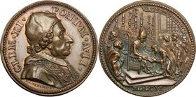 Clemente XI (1700-1721), Giovanni Francesco Albani. Medaglia annuale, A. II, per la legazione di Tournon in Cina. D/ CLEM XI PONT M A II. Busto a dest...