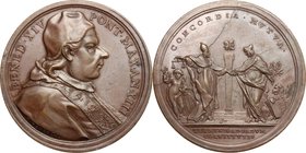 Benedetto XIV (1740-1758), Prospero Lambertini. Medaglia annuale, A. XIII, per la regolazione dei confini di stato del Vaticano e della Repubblica di ...