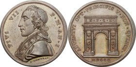 Pio VII (1800-1823), Barnaba Chiaramonti. Medaglia annuale, A. I. D/ PIVS VII P M AN I. Busto a sinistra con berrettino, mozzetta e stola; sotto, G. H...