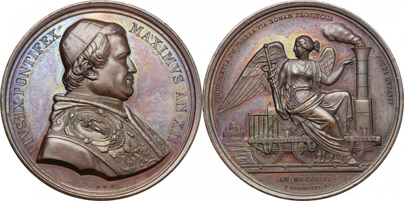 Pio IX (1846-1878), Giovanni Mastai Ferretti. Medaglia annuale, A. XII, per la p...