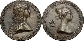 Massimiliano d'Austria (1509-1516) e Maria di Borgogna. Medaglia per le nozze 1477. D/ MAXIMILIANVS FR CAES F DVX AVSTR BVRGVND. Busto di Massimiliano...