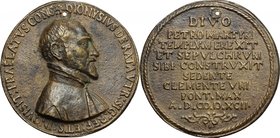 Dionisio della Ratta (...-1597), nobile Bolognese, uditore della Camera Apostolica e membro della Sacra Inquisizione. Medaglia 1592 di fondazione per ...