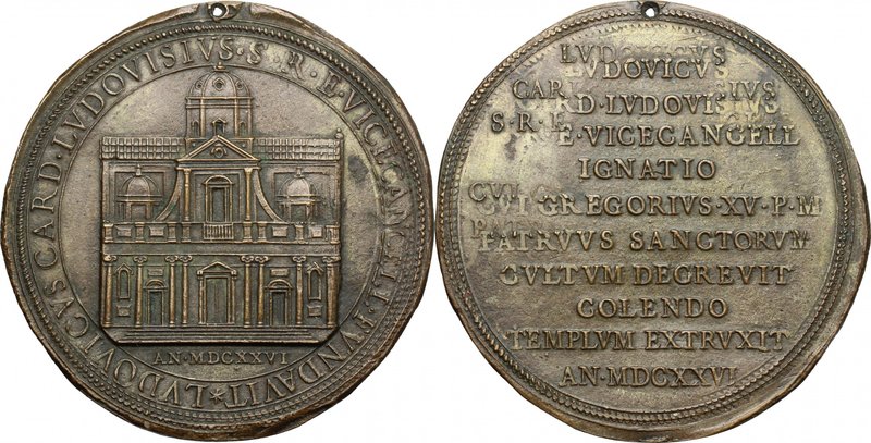 Ludovico Ludovisi (1595 - 1632), cardinale e arcivescovo. Medaglia 1626 per la f...