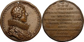 Luigi XIII (1601-1643). Medaglia 1627 per la costruzione della chiesa di San Luigi. D/ VICIT VT DAVID AEDIFICAT VT SALOMON 1627. Busto a destra di Lui...