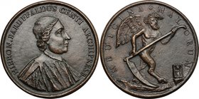 Girolamo Baruffaldi (1675-1755), presbitero e letterato. Medaglia, prima metà del XVIII sec. D/ HIERON BARUFFALDUS CENTI ARCHIPRESB. Busto a destra co...