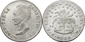 Bolivia. Republic (1825 - ). 8 Soles, 1850 FM, Potosí mint. KM 109. AR. g. 26.83 mm. 36.70 About EF.