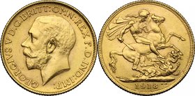 India. George V (1910-1936). Sovereign 1918, Bombay mint. Fr. 1609. AV. g. 8.00 mm. 22.00 About EF.