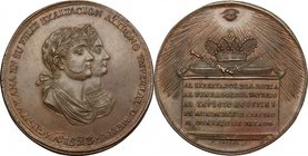 Mexico. First Mexican Empire. Agustín de Iturbide, with Ana María (1822-1823). Council of State Proclamation Medal 1823. Grove 15a. AE. g. 38.52 mm. 4...