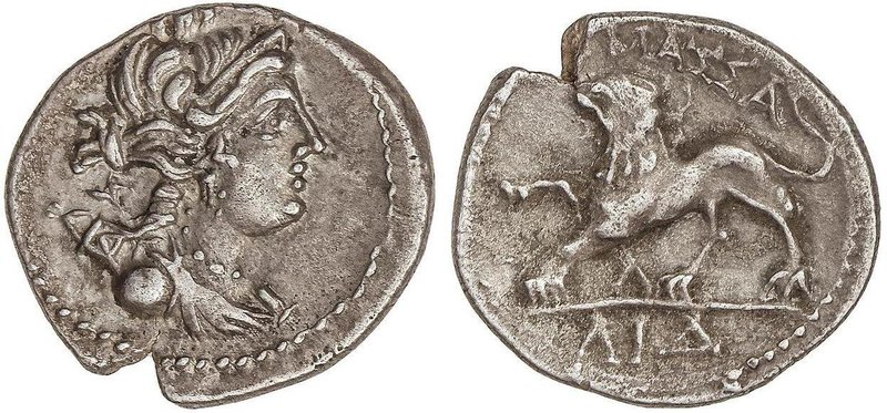 GREEK COINS
Dracma. 220-100 a.C. MASSALIA. GALIA. Anv.: Busto diademado de Arte...