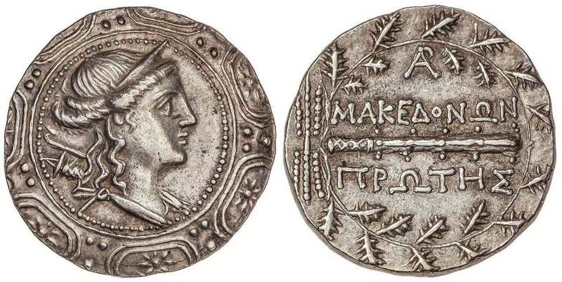 GREEK COINS
Tetradracma. 158-149 a.C. AMPHIPOLIS. MACEDONIA. Anv.: Busto de Art...