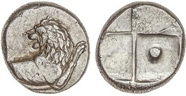 GREEK COINS
Hemidracma. 480-350 a.C. CHERRONESOS. TRACIA. Anv.: Prótomo de león a derecha con la cabeza a izquierda. Rev.: Cuadrado en cruz. Punto so...