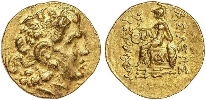 GREEK COINS
Estátera. 306-281 a.C. Acuñación póstuma a nombre de LISÍMACO. KALL...