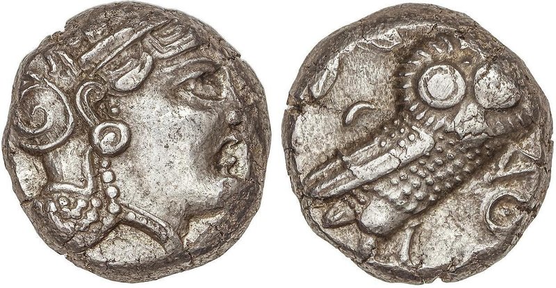 GREEK COINS
Tetradracma. 380-300 a.C. ATENAS. IMITACIÓN ARÁBICA. Anv.: Cabeza d...