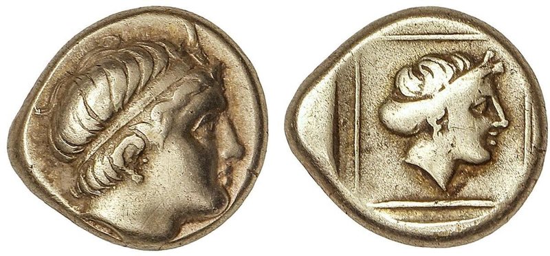 GREEK COINS
1/6 de Estátera o Hekte. 377-326 a.C. MYTILENE. LESBOS. Anv.: Cabez...