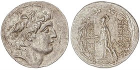GREEK COINS
Tetradracma. 138-129 a.C. ANTÍOCO VII. SIRIA. REINO SELÉUCIDA. Anv.: Cabeza masculina diademada a derecha. Rev.: Atenea en pie a izquierd...