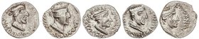 GREEK COINS
Lote 5 monedas Dracma. Siglo I d.C. KSHAHARATAS. NAHAPANA. INDO-ESCITAS DEL PAQUISTÁN. Anv.: Cabeza masculina a derecha, alrededor leyend...