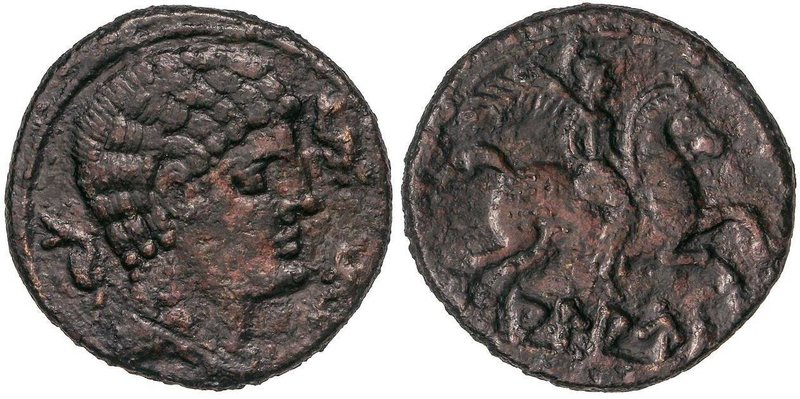 CELTIBERIAN COINS
As. 120-80 a.C. ALAUN (ALAGÓN, Zaragoza). Anv.: Cabeza mascul...