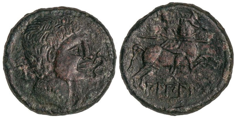 CELTIBERIAN COINS
As. 120-30 a.C. BILBILIS (CALATAYUD, Zaragoza). Anv.: Cabeza ...