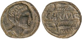 CELTIBERIAN COINS
Semis. 80 a.C. CARMO (CARMONA, Sevilla). Anv.: Cabeza masculina a derecha. Rev.: Dos espigas a derecha, entre ambas CARMO. 10,25 gr...