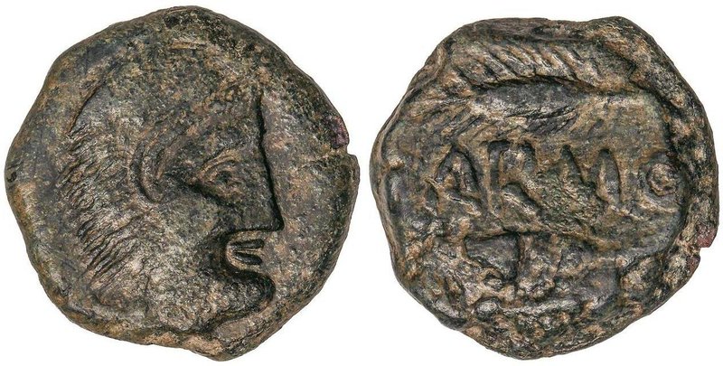 CELTIBERIAN COINS
As. 80 a.C. CARMO (CARMONA, Sevilla). Anv.: Cabeza de Hércule...