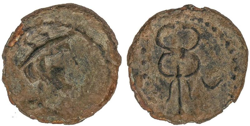 CELTIBERIAN COINS
Cuadrante. 80 a.C. CARMO (CARMONA, Sevilla). Anv.: Cabeza de ...
