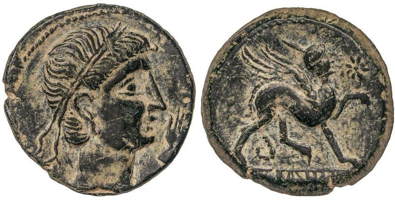 CELTIBERIAN COINS
As. 180 a.C. CASTULO (CAZLONA, Jaén). Anv.: Cabeza masculina ...